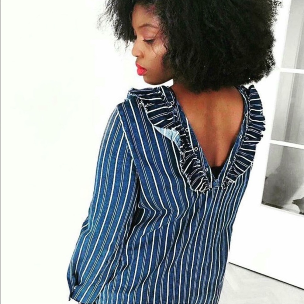 Zara - long sleeves denim dress with embellished size M Pearls